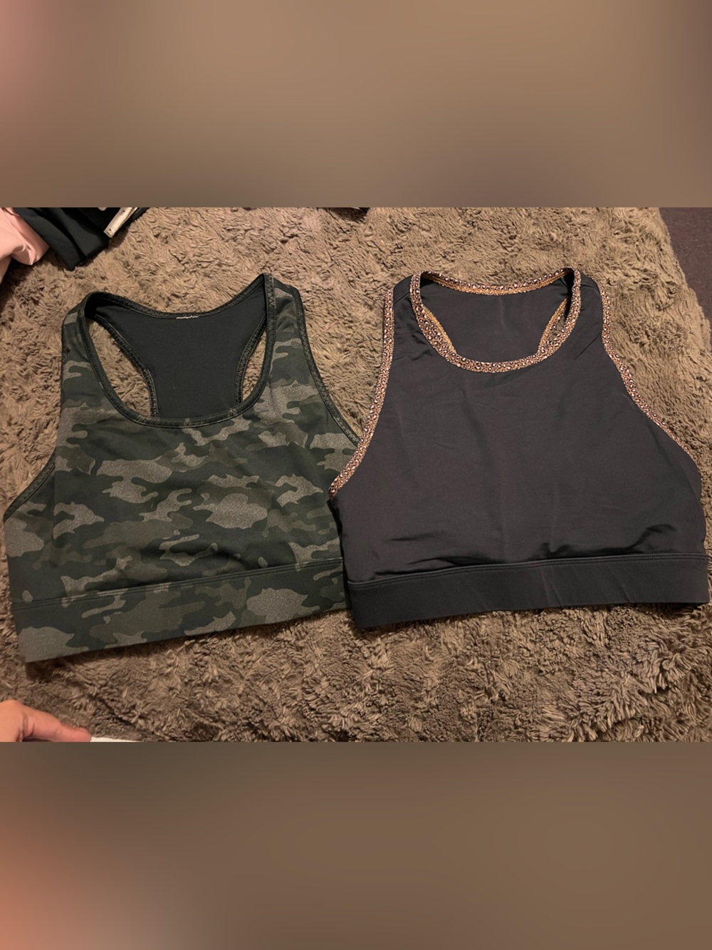 Fabletics Camo Green & Black Sports Bras